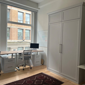 Wall bed, cabinet, desk and bookshelf
