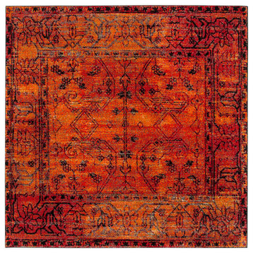 Safavieh Vintage Hamadan Collection VTH216 Rug, Orange, 6'7" Square