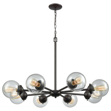 Beckett 8-Light Chandelier, Oil Rubbed Bronze With Clear Glass
