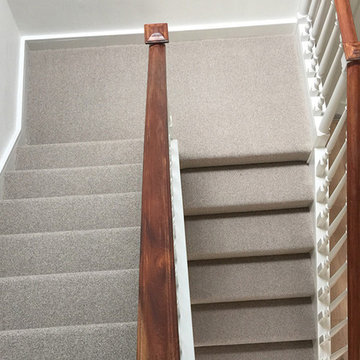 Grey Carpet Installation to Stairs
