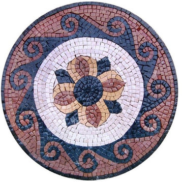 Oriental Geometric Mandala, Floor, 14"x14"
