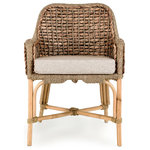 Kosas Home - Nuevo Arm Chair By Kosas Home - Introduce texture and a touch of boho charm into any space with this chair woven from semi-polished rattan. Sturdy yet casual and inviting, this chair features natural fibers in variegated, earthy colorways to create an airy, coastal effect.