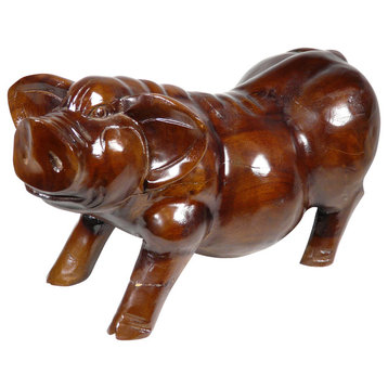 Teak/Mahogany Pig Statue