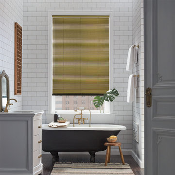 Casual Gold Brushed Bathroom Custom Window Aluminum Blinds by Hunter Douglas