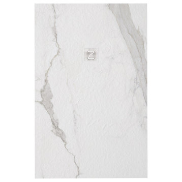 Madrid 60" Wx30" D Shower Base Marble, Faux Calacatta Marble, 60"x30"