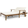 Noble House Perla Double Lounge for Yard and Patio in Teak with Cream Cushions
