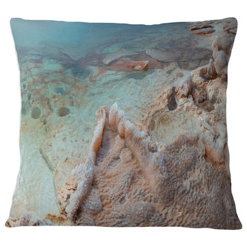 Dead Sea Shore with Crystallized Salt Landscape Printed Throw Pillow, 16"x16"