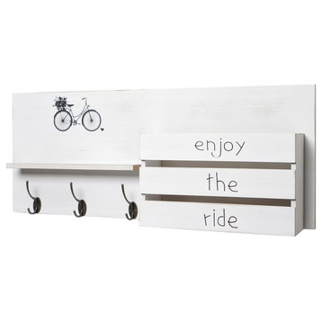 Addie Joy Wood Bike Decorative Mail Organizer and Storage Shelf - White