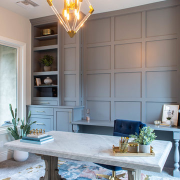 Gray Built-in Office Wall Unit