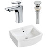 Above Counter Vessel Set for 1-Hole Center Faucet, White, 22.25"