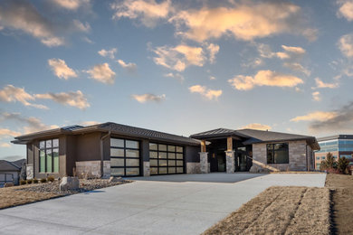 Inspiration for a scandinavian exterior home remodel in Omaha