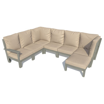 Bespoke 7-Piece Sectional Sofa Set With Ottoman, Dune/Coastal Teak