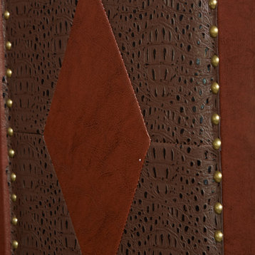 Traditional Brown Faux Leather Room Divider Screen 81696