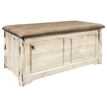 Montana Woodworks Small Handcrafted Pine Wood Blanket Chest in Natural