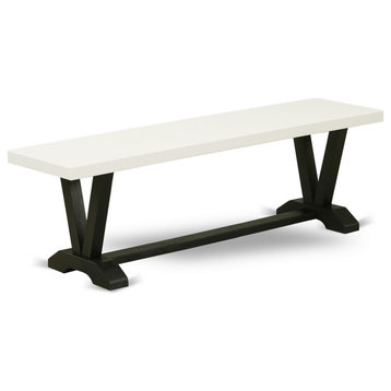 V-Style 15X60 In Dining Bench With Wirebrushed Black Leg And Linen White Top