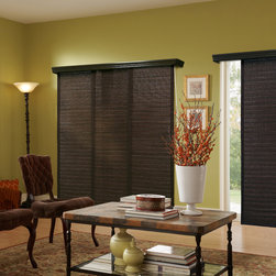Panel Track Blinds | Global Living Room | Green & Brown | Rustic Panel Track Bli - Vertical Blinds