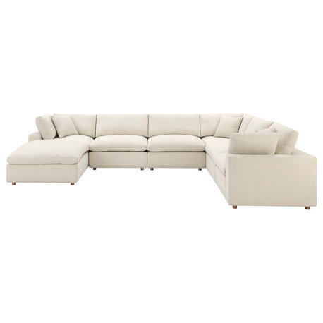 Modular Sectional Deep Sofa Set, Beige, Fabric, Modern, Lounge Cafe Hospitality