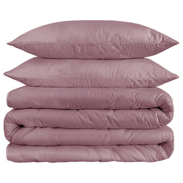 Purple Red King Cotton Blend 1200 Thread Count Washable Duvet Cover Set