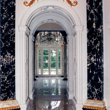 Faux marble and gold leaf on columns