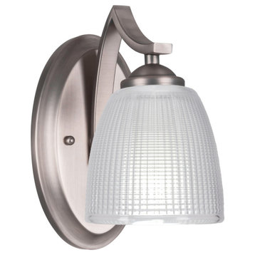 Zilo Wall Sconce Shown, Graphite Finish With 5" Clear Ribbed Glass