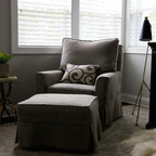 Gray and white area rug for nursery