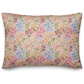 Wild Flower Floral on Pink 20x14 Spun Poly Pillow