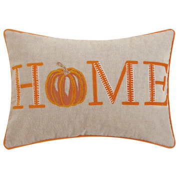 Natural Home Pumpkin Embroidered Pillow