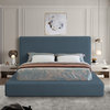 Devin Linen Textured Fabric Upholseterd Bed, Navy, King
