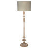 Petite Paro Floor Lamp, Bleached Wood With Large Drum Shade, Natural Linen
