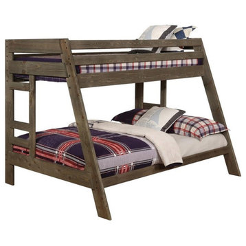 Coaster Wrangle Hill Farmhouse Twin Over Full Wood Bunk Bed in Gray Finish