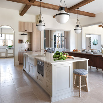 Los Angeles Modern Farmhouse English Country Classic Kitchen two islands