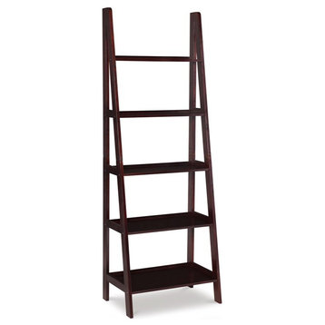 Linon Archdale Wood Open Back 72" Ladder Bookshelf with 5 Shelves in Espresso