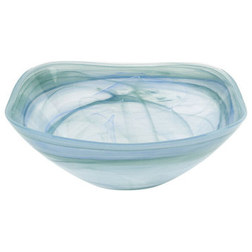 Badash P222 Blue Alabaster Glass Squarish Salad or Serving Bowl