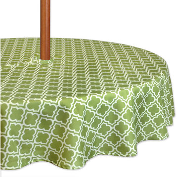 DII Green Lattice Outdoor Tablecloth With Zipper 60" Round