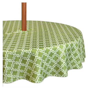 DII Green Lattice Outdoor Tablecloth With Zipper 60" Round
