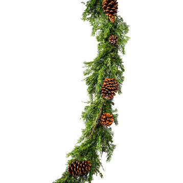 Artificial Cypress Garland with Pine Cones, 3 Sizes, 60" Cypress Garland