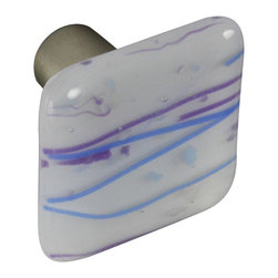 CKP - Art Glass Knob, Purple Confetti, Dull Brushed Nickel Base - Cabinet And Drawer Knobs