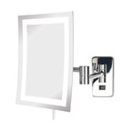Modern Wall Mounted Rectangular LED Make-Up Mirror, Chrome, Direct Hardwiring