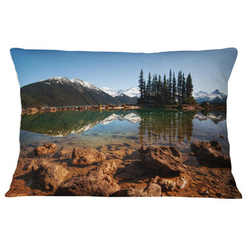Beautiful Clear Lake with Pine Trees Landscape Printed Throw Pillow, 12"x20"