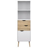 Tvilum Diana Wood Bookcase with 2 Drawers and 1 Door in White and Oak