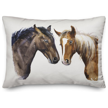 Watercolor Horses 14x20 Lumbar Pillow