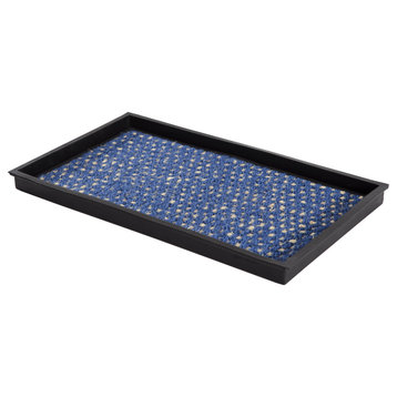 24.5"x14"x1.5" Natural/Recycled Rubber Boot Tray Blue/Ivory Coir Insert