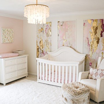 Nursery Pink and Gold Panels Wall Art