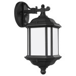 Sea Gull Lighting - Sea Gull Lighting 84530EN3-12 Kent - 6.5" One Light Outdoor Wall Lantern - Kent outdoor lighting fixtures by Sea Gull LightinKent 6.5" One Light  Black Satin Etched G *UL: Suitable for wet locations Energy Star Qualified: n/a ADA Certified: n/a  *Number of Lights: Lamp: 1-*Wattage:9.5w A19 Medium Base bulb(s) *Bulb Included:Yes *Bulb Type:A19 Medium Base *Finish Type:Black