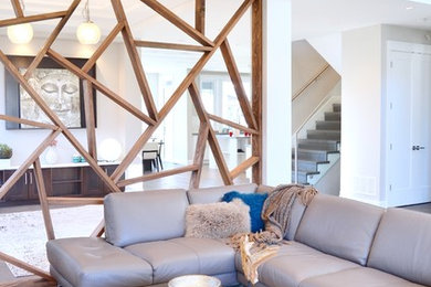 Example of a transitional living room design in Vancouver