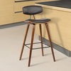 Haluk 26" Counterstool, Brown Faux Leather With Walnut Wood