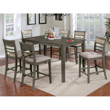 Furniture of America Alyssum Wood 7 Piece Counter Height Set in Weathered Gray