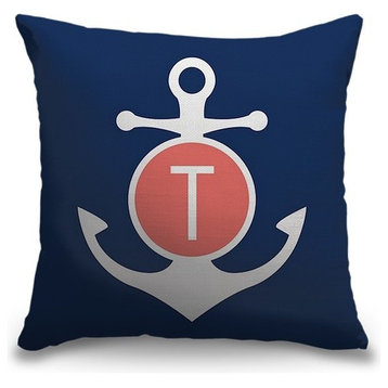 "Letter T - Anchor Circle" Pillow 20"x20"