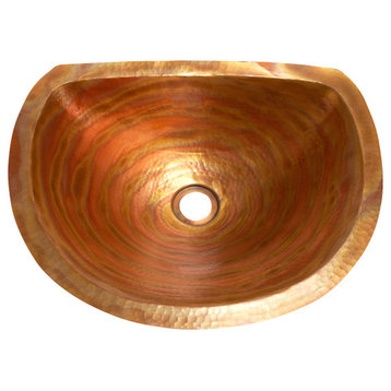 Oval Bathroom Copper Sink With Flat Back And Flat Rim