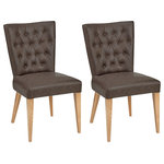 Bentley Designs - High Park Upholstered Chairs, Set of 2, Brown Leather - High Park Upholstered Chair Pair - Brown Leather exudes a unique character. Design cues such as integral recessed handles, softened facials with tapering legs and shadow gap detailing attest to a range that is contemporary yet relaxed.